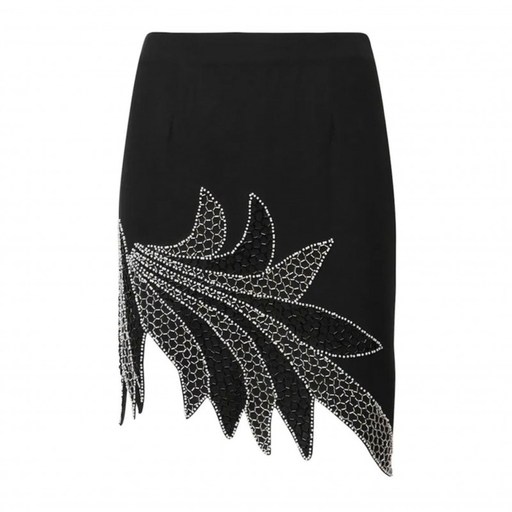 ROTATE BIRGER CHRISTENSEN Mid Rise Asymmetric Embellished Mini Skirt, size 36